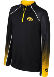 Colosseum Iowa Hawkeyes Youth Black Armada Long Sleeve Quarter Zip Shirt