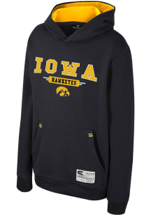 Colosseum Iowa Hawkeyes Youth Black Centauri Long Sleeve Hoodie