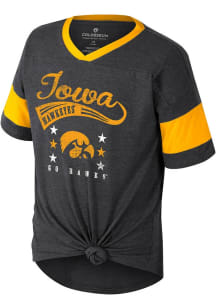 Colosseum Iowa Hawkeyes Girls Black Frontier Short Sleeve Fashion T-Shirt