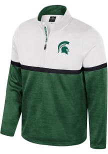 Colosseum Michigan State Spartans Mens Green Meekus Long Sleeve Qtr Zip Pullover
