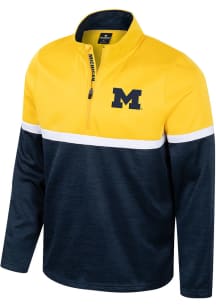 Colosseum Michigan Wolverines Mens Navy Blue Meekus Long Sleeve Qtr Zip Pullover
