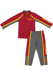 Colosseum Iowa State Cyclones Toddler Cardinal Armada 1/4 Zip Set Top and Bottom