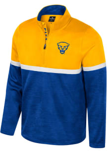 Colosseum Pitt Panthers Mens Blue Meekus Long Sleeve Qtr Zip Pullover