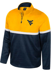 Colosseum West Virginia Mountaineers Mens Navy Blue Meekus Long Sleeve Qtr Zip Pullover