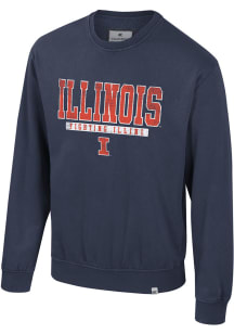 Colosseum Illinois Fighting Illini Mens Navy Blue Cap E Tan Long Sleeve Fashion Sweatshirt