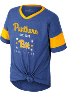 Colosseum Pitt Panthers Girls Blue Frontier Short Sleeve Fashion T-Shirt