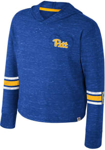 Colosseum Pitt Panthers Girls Blue Fleet Hooded Long Sleeve T-shirt