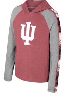 Colosseum Indiana Hoosiers Youth Cardinal Starfighter Hooded Long Sleeve Fashion T-Shirt