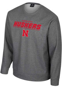 Colosseum Nebraska Cornhuskers Mens Charcoal Clark Long Sleeve Sweatshirt