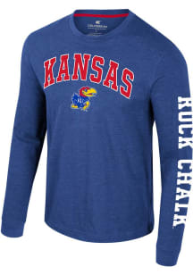 Colosseum Kansas Jayhawks Blue Reese Long Sleeve T Shirt