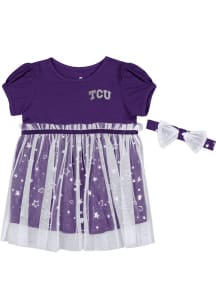 Colosseum TCU Horned Frogs Baby Girls Purple Star League Short Sleeve Dress