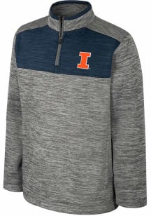 Colosseum Illinois Fighting Illini Youth Grey Rylos Long Sleeve Quarter Zip Shirt