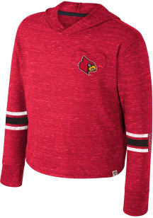 Colosseum Louisville Cardinals Girls Red Fleet Hooded Long Sleeve T-shirt