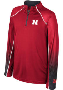 Colosseum Nebraska Cornhuskers Youth Red Armada Long Sleeve Quarter Zip Shirt