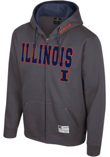 Colosseum Illinois Fighting Illini Mens Charcoal Harrison Long Sleeve Full Zip Jacket