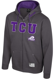 Colosseum TCU Horned Frogs Mens Charcoal Harrison Long Sleeve Full Zip Jacket