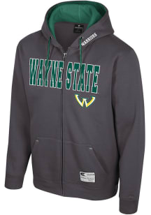Colosseum Wayne State Warriors Mens Charcoal Harrison Long Sleeve Full Zip Jacket