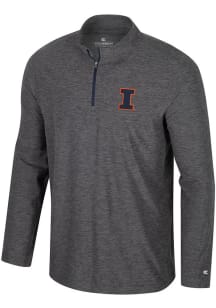 Colosseum Illinois Fighting Illini Mens Charcoal Hartman Long Sleeve Qtr Zip Pullover