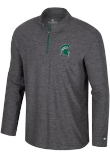 Colosseum Michigan State Spartans Mens Charcoal Hartman Long Sleeve Qtr Zip Pullover