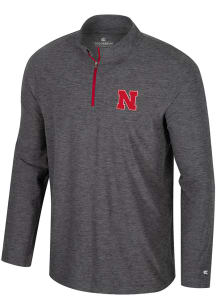 Colosseum Nebraska Cornhuskers Mens Charcoal Hartman Long Sleeve Qtr Zip Pullover