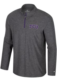 Colosseum TCU Horned Frogs Mens Charcoal Hartman Long Sleeve Qtr Zip Pullover