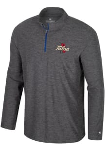 Colosseum Tulsa Golden Hurricane Mens Charcoal Hartman Long Sleeve Qtr Zip Pullover