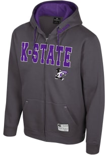 Colosseum K-State Wildcats Mens Charcoal Harrison Long Sleeve Full Zip Jacket