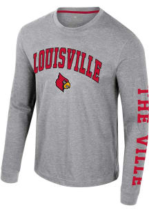 Colosseum Louisville Cardinals Grey Reese Long Sleeve T Shirt