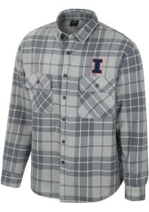Colosseum Illinois Fighting Illini Mens Grey Coal Plaid Button Up Medium Weight Jacket