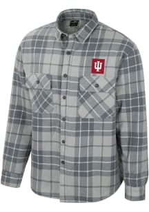 Colosseum Indiana Hoosiers Mens Grey Coal Plaid Button Up Medium Weight Jacket