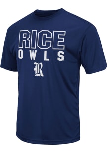 Colosseum Rice Owls Navy Blue Trail Flat Name Mascot Short Sleeve T Shirt