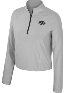 Colosseum Iowa Hawkeyes Womens Ash Sisterhood Qtr Zip Pullover
