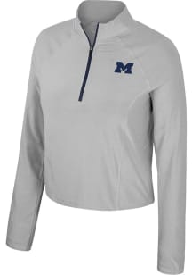 Colosseum Michigan Wolverines Womens Ash Sisterhood Qtr Zip Pullover