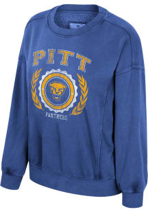 Colosseum Pitt Panthers Womens Blue Girls Night Crew Sweatshirt