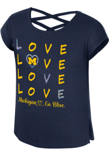 Colosseum Michigan Wolverines Girls Blue Ember Short Sleeve Fashion T-Shirt