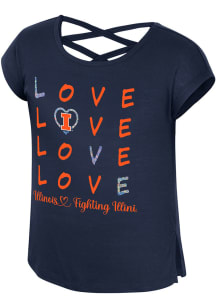 Colosseum Illinois Fighting Illini Girls Navy Blue Ember Short Sleeve Fashion T-Shirt