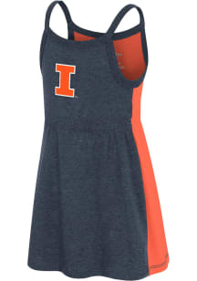 Colosseum Illinois Fighting Illini Toddler Girls Navy Blue Flarring Short Sleeve Dress