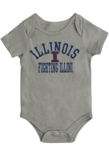 Colosseum Illinois Fighting Illini Baby Grey Biggest Fan Short Sleeve One Piece