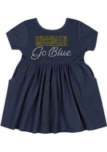 Colosseum Michigan Wolverines Baby Girls Blue Flarietta Short Sleeve Dress
