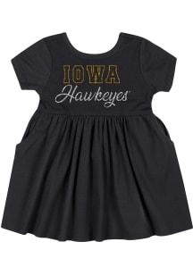 Colosseum Iowa Hawkeyes Baby Girls Black Flarietta Short Sleeve Dress