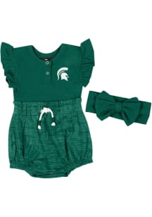 Colosseum Michigan State Spartans Baby Green Fern Headband Set Short Sleeve One Piece