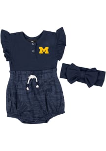 Colosseum Michigan Wolverines Baby Blue Fern Headband Set Short Sleeve One Piece