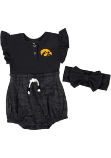 Colosseum Iowa Hawkeyes Baby Black Fern Headband Set Short Sleeve One Piece