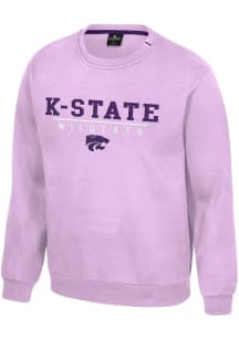 Colosseum K-State Wildcats Mens Lavender Charlie Long Sleeve Crew Sweatshirt