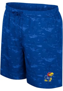 Colosseum Kansas Jayhawks Mens Blue Atmostphere Swim Trunks
