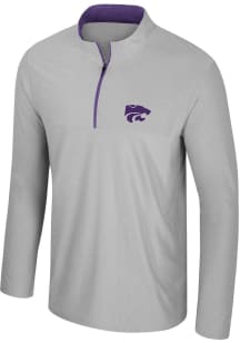 Colosseum K-State Wildcats Mens Grey Atomic Long Sleeve Qtr Zip Pullover