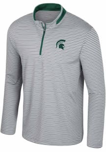 Colosseum Michigan State Spartans Mens Green Blackett Long Sleeve Qtr Zip Pullover