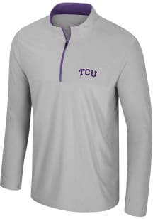 Colosseum TCU Horned Frogs Mens Grey Atomic Long Sleeve Qtr Zip Pullover