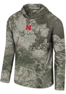 Colosseum Nebraska Cornhuskers Mens Olive Realtree Roscoe Long Sleeve Lightweight Hoodie