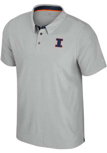 Colosseum Illinois Fighting Illini Mens Grey Atomic Short Sleeve Polo